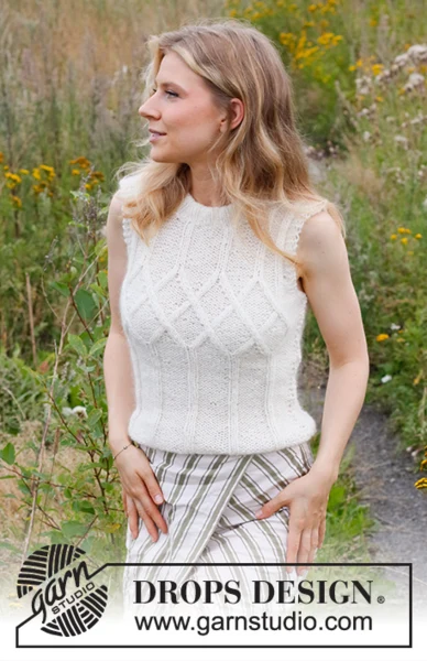 220-8 White Meadow Top by DROPS Design